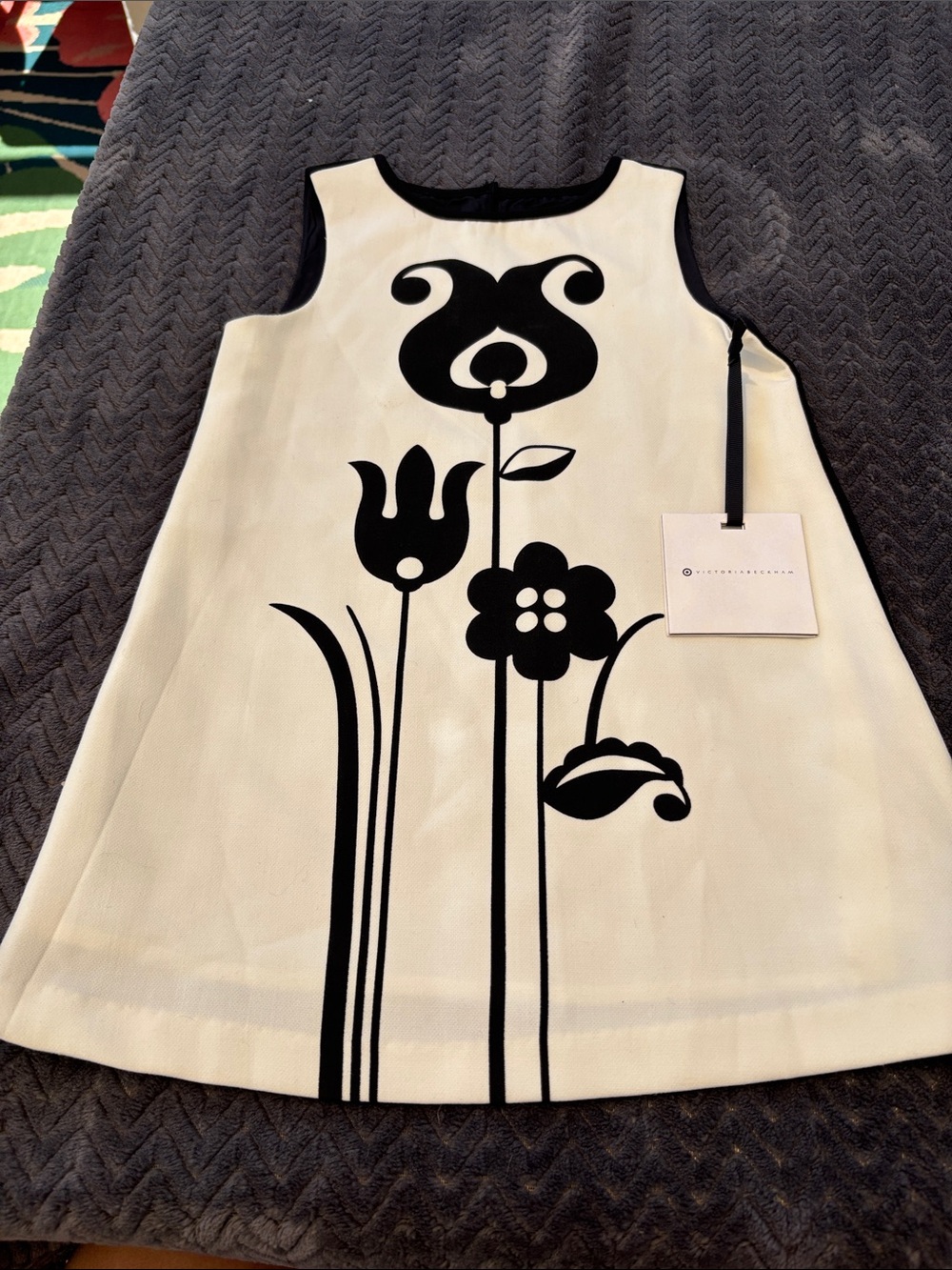 Victoria Beckham for Target Girls Ivory Dress with Black Floral Graphic